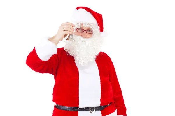 Santa calling up the christmas elves — Stock Photo, Image