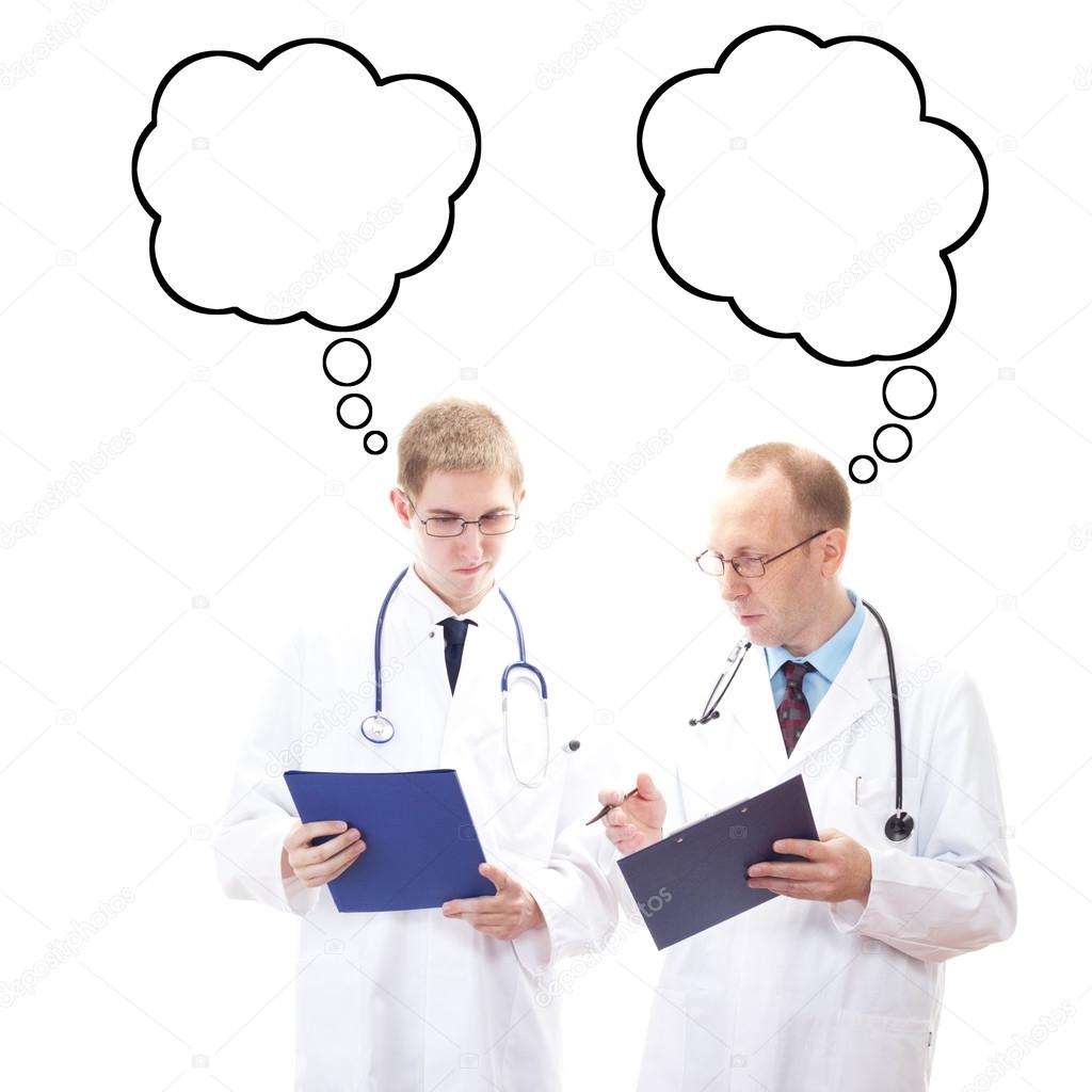 Male physicians thinking about solution