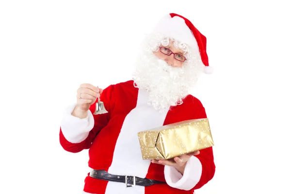 Santa Claus chimes the bell due to Christmas Eve — Stock Photo, Image