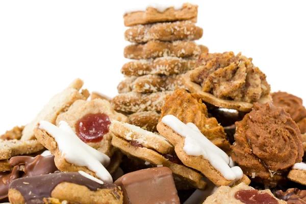 Fresh baked christmas cookies on white background — Stock Photo, Image