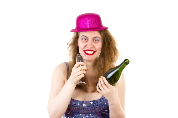 Young woman drinking too much alcohol at the party — Stock Photo, Image