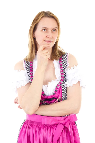 Bavarian girl thinking about her life — Stock Photo, Image