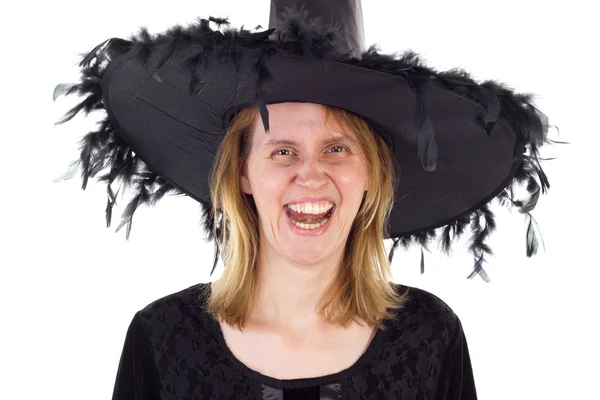 Hag in Middle Ages with evil laughing — Stock Photo, Image
