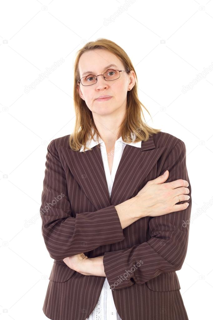 Serious woman in management thinking about solution