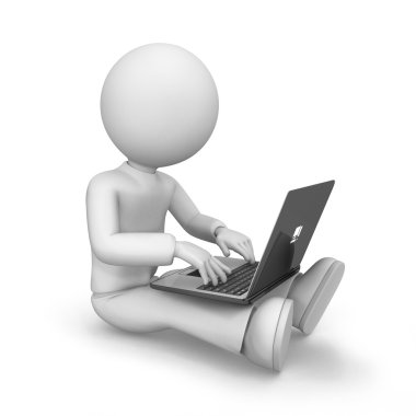 çizgi adam ile laptop
