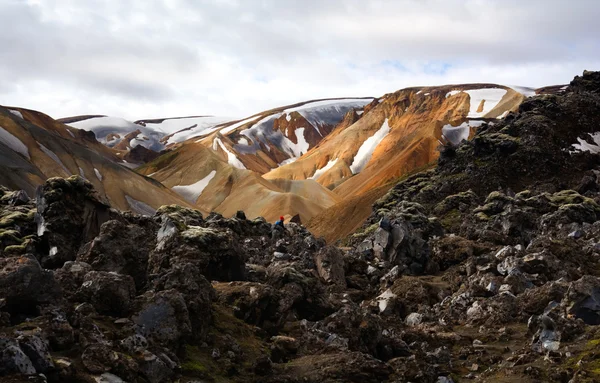 Landmannalaugar and lava field — Stock Photo, Image