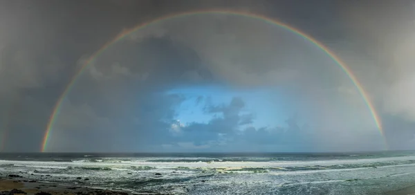 Arc Ciel Complet Dessus Océan Pacifique Sur Côte Oregon — Photo