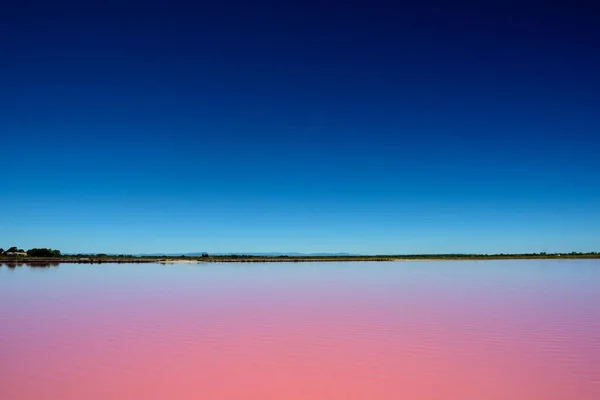 Lago Sal Rosa Céu Azul Camargue — Fotografia de Stock