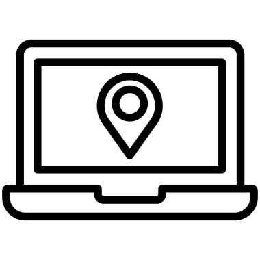 Kolayca değiştirebilen ya da düzenleyebilen izole edilmiş dizüstü bilgisayar konumu Vektör simgesi