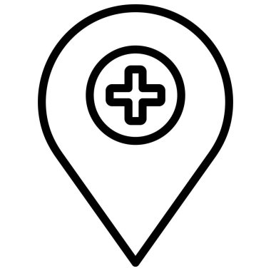 Hastane konumu izole edilmiş Vektör simgesi kolaylıkla değiştirilebilir veya düzenlenebilir