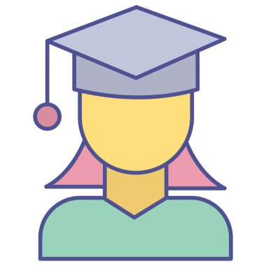 Öğrenci mezuniyeti izole edilmiş vektör simgesi kolayca düzenlenebilir ya da değiştirilebilir