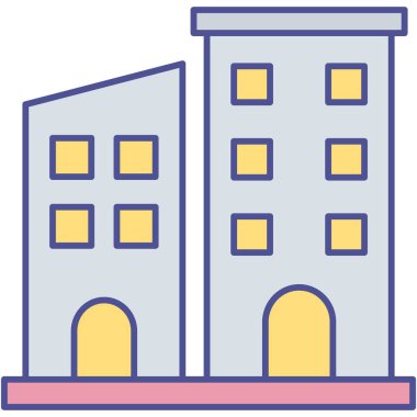  Kolayca düzenleyebilen ve düzenleyebilen Apartman İzole Vektör simgesi