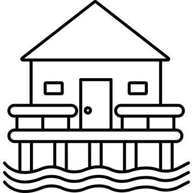 Sahil evi izole edilmiş vektör simgesi kolayca değiştirilebilir ya da düzenlenebilir