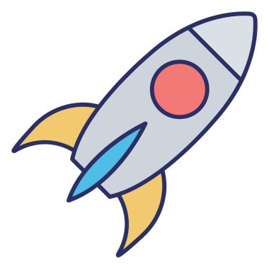 Kolayca düzenleyebilen ve düzenleyebilen Roket İzole Vektör simgesi