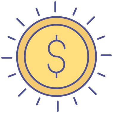 Dolar sikkesi izole edilmiş vektör simgesi kolayca değiştirilebilir ya da düzenlenebilir