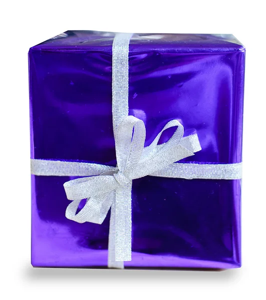 Purple gift box on white background Stock Image