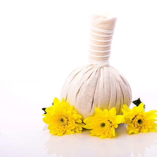 Μπάλα συμπίεσης με βότανα για τη θεραπεία spa — Φωτογραφία Αρχείου