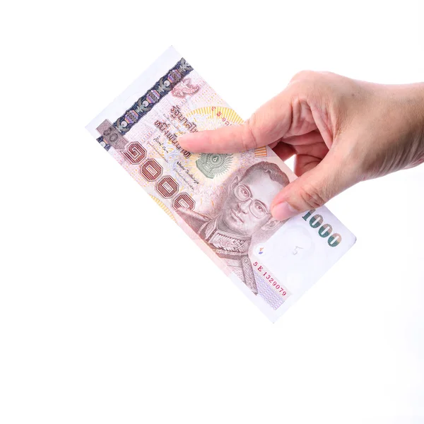 Bani thailandezi în mână . — Fotografie, imagine de stoc