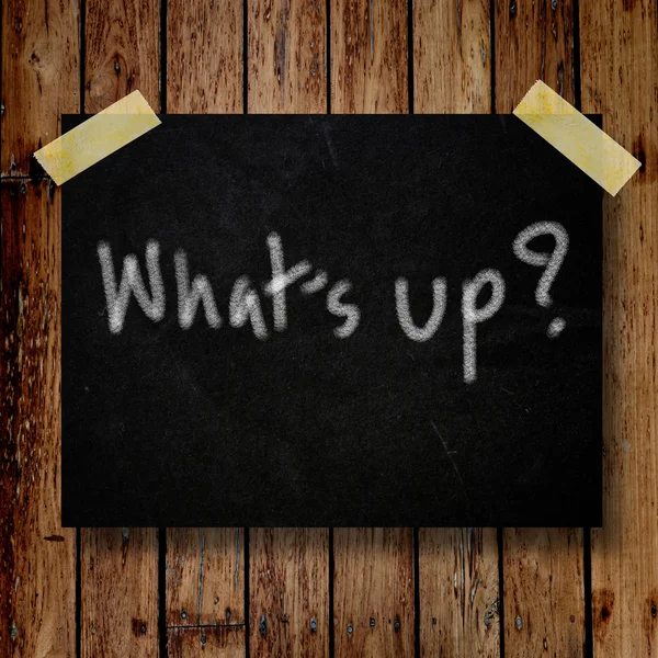 What's up on message note with wooden background — Stock Photo, Image