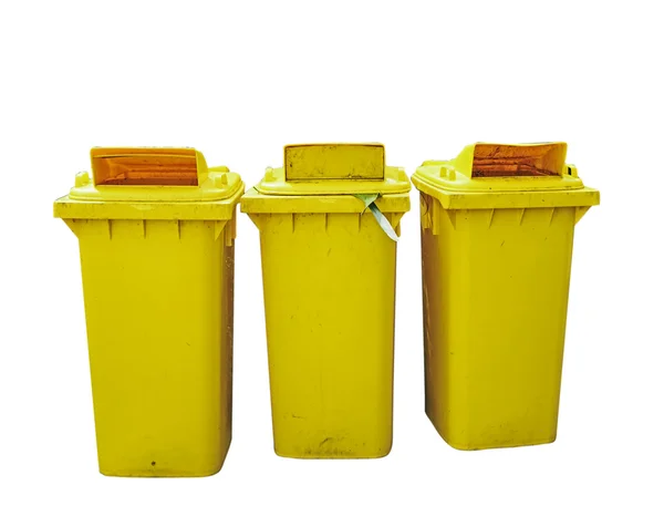 Large yellow trash can (garbage bin) isolated on white backgroun — Stock Photo, Image