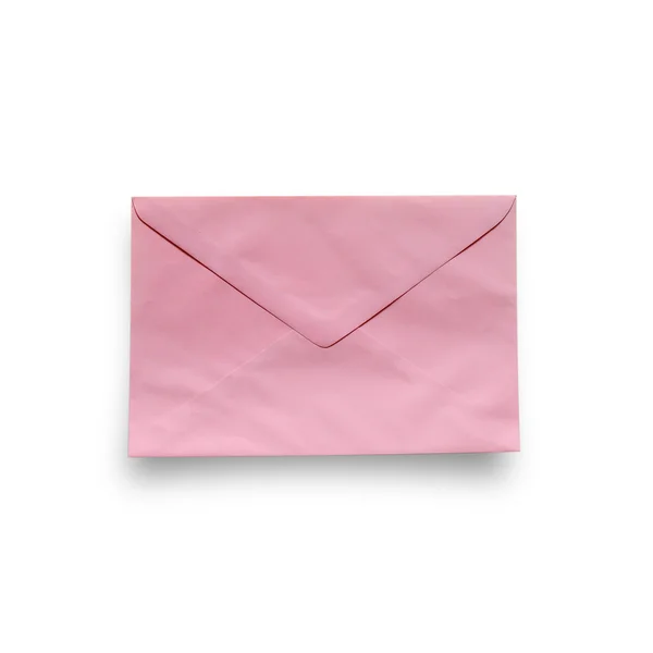 Pink money envelope sealed isolated on white with path — Stock Photo, Image