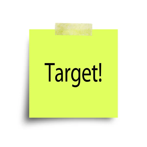 Target message on green paper note with sticky tape isolated on — Stock Photo, Image