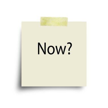 Şimdi mesaj notu üzerinde beyaz izole bant ile