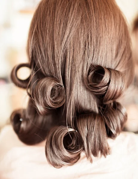 Em processar o penteado de casamento de Beleza. Noiva. — Fotografia de Stock