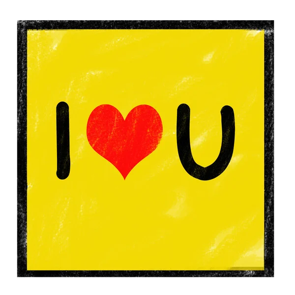 Ikon med jag älskar hjärta du meddelande skrivs med krita — Stockfoto