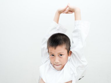 genç çocuk izole taekwondo eylem eğitim