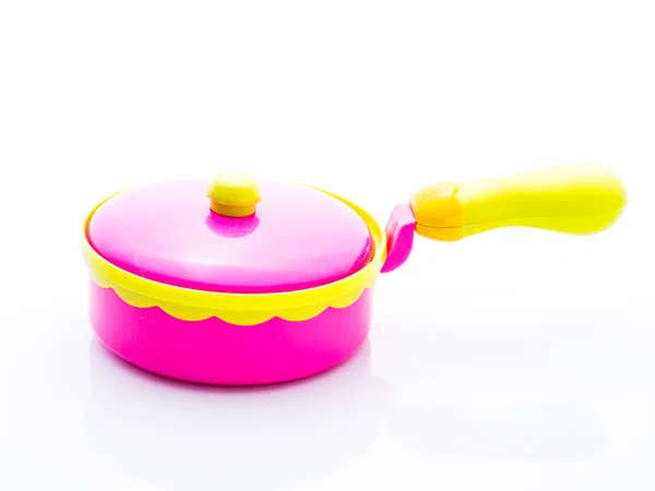 Pembe ve Sarı çocuk plastik kap oyuncak pişirme — Stok fotoğraf