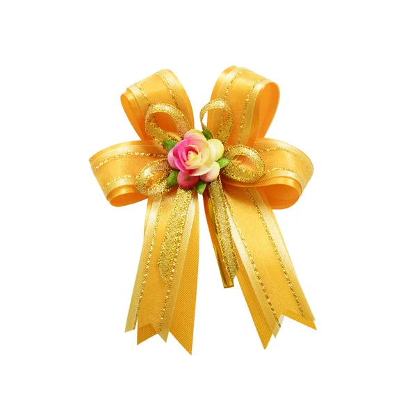 Green ribbon bow isolated on white background with clipping path — Stock Photo, Image