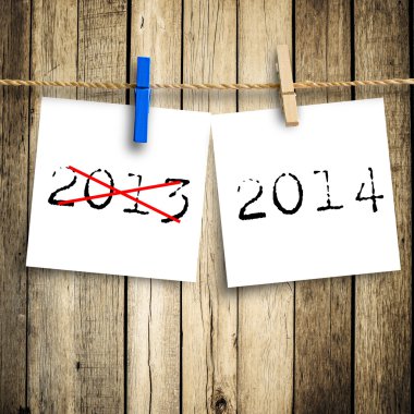 2014 mesajı not kağıdı eklemek için ip ile ahşap giysi iğneleri