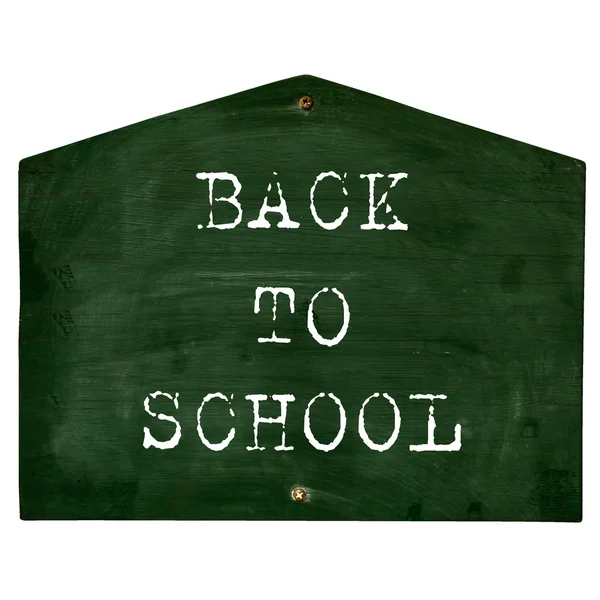 Back to school note on chalkboard isolated on white — Stock Photo, Image