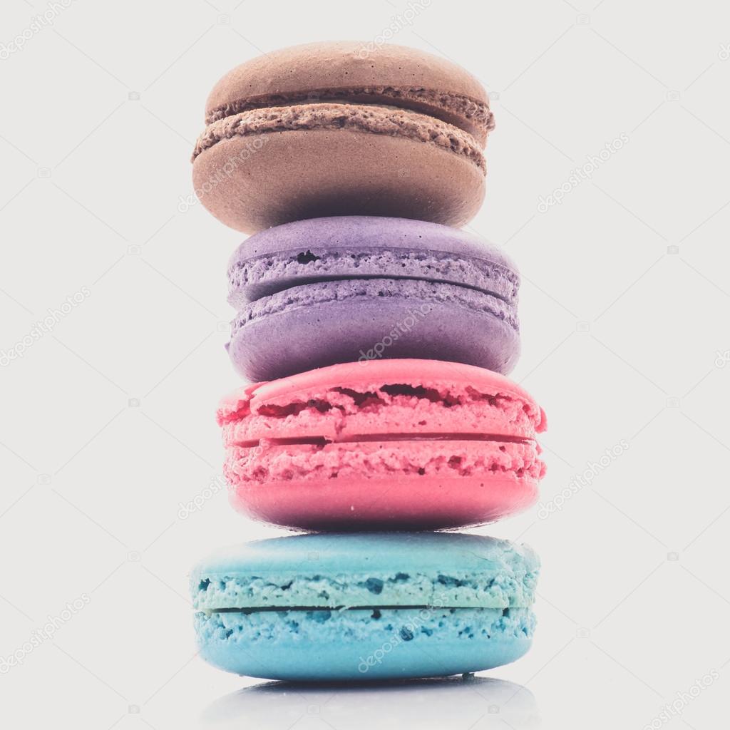 Colorful macaroon stack isolated on white background