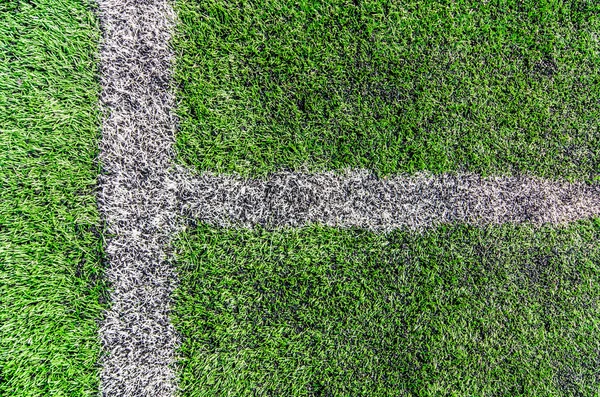 Voetbal en voetbal veld gras stadion — Stockfoto