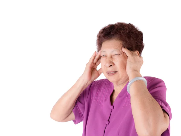 Asian Senior Thai woman having headace. — Stock Photo, Image
