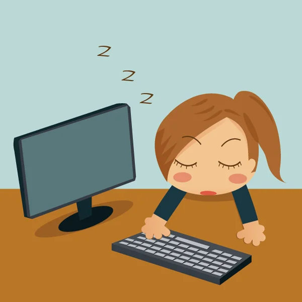 Affärskvinna och sov i hennes kontor — Stock vektor