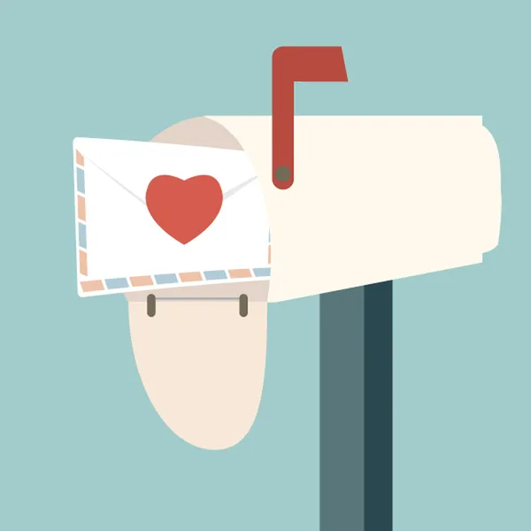 Carta de amor en el buzón. Tienes correo. . — Vector de stock