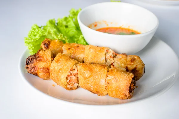 Fried Spring rolls isolated on white. Royalty Free Stock Photos