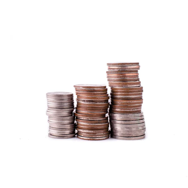 Coins stack on white background — Stock Photo, Image