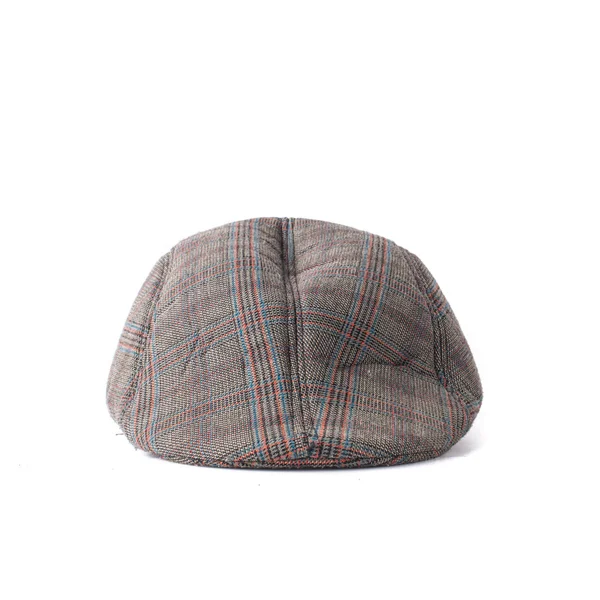 Flat cap in grey and brown tweed isolated on white background — Stock Photo, Image