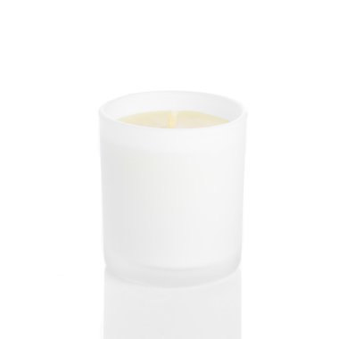 Beyaz Mum yan görünüm 20 derece, beyaz arka plan