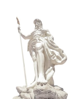 poseidonon izole beyaz arka planda venezia adlı heykeli