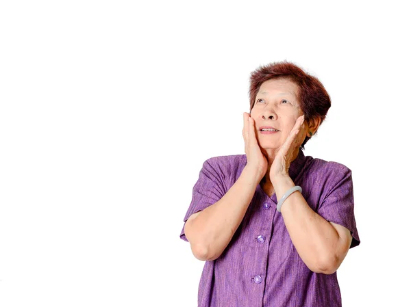 Full isolated portrait of a beautiful and happy senior woman — Stock Photo, Image