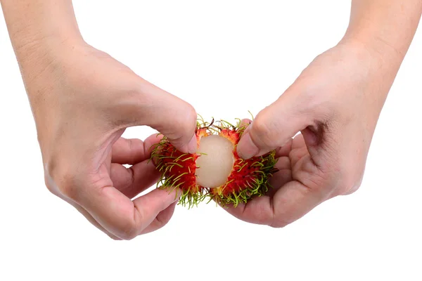 Rambutans på händerna — Stockfoto