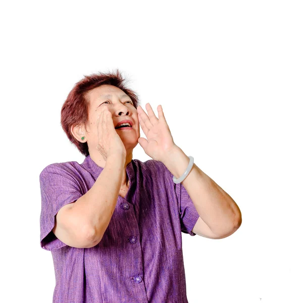 Asiatico anziano donna gridare . — Foto Stock
