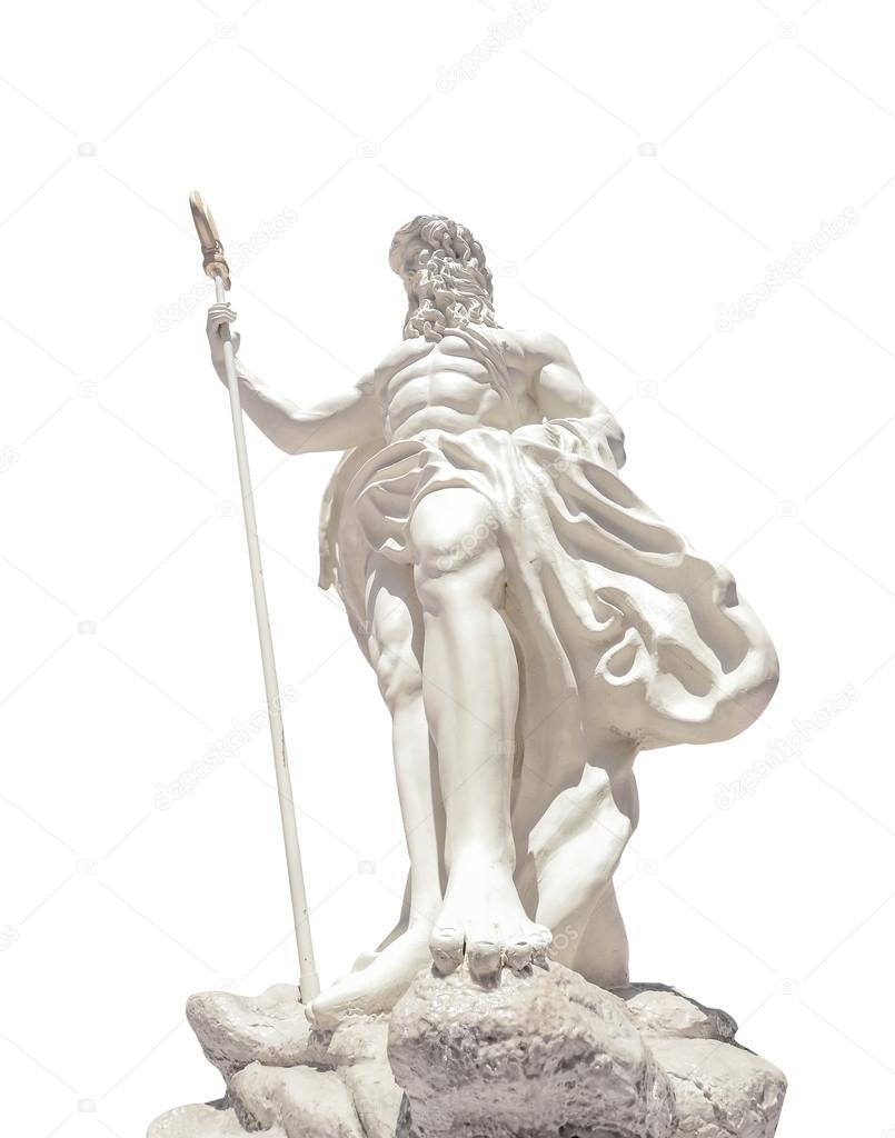 The statue of Poseidonon on isolated white background at venezia