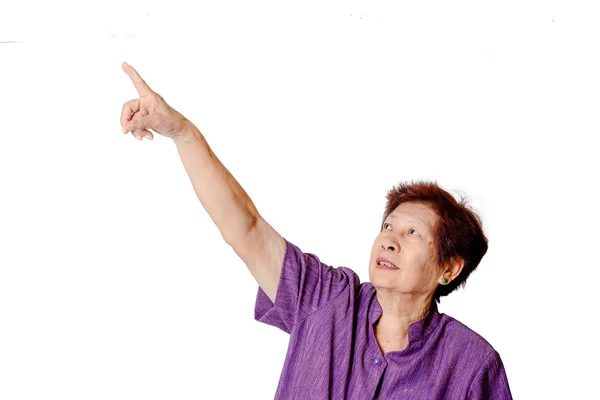 Asijské starší žena s bílým pozadím. — Stock fotografie