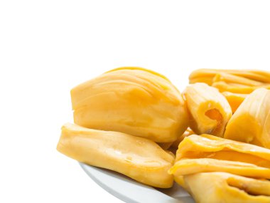 Juicy jackfruit isolated on white background, selective focus.